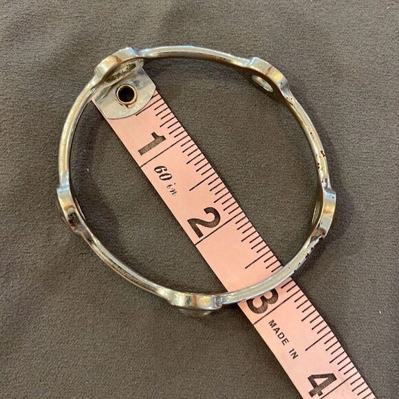 Womens Faceted AB Crystal Inliad Cuff Bangle Bracelet Silvertone - Picture 4 of 4